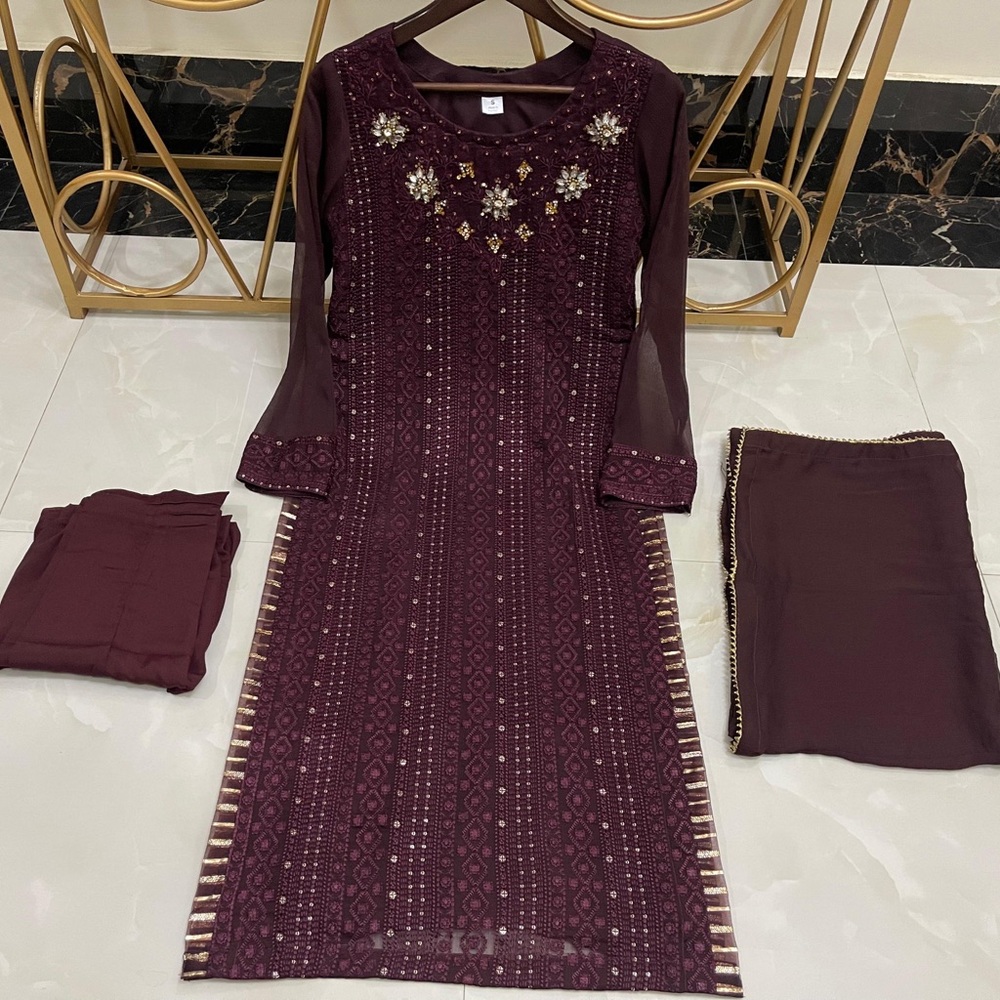 Chiffon Embroidered dress with work size medium